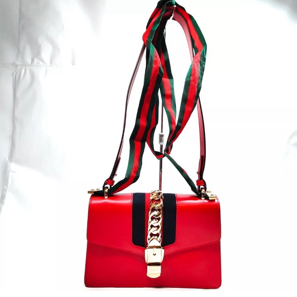 Auth Gucci Calfskin Sylvie Shoulder Bag - Picture 3 of 9